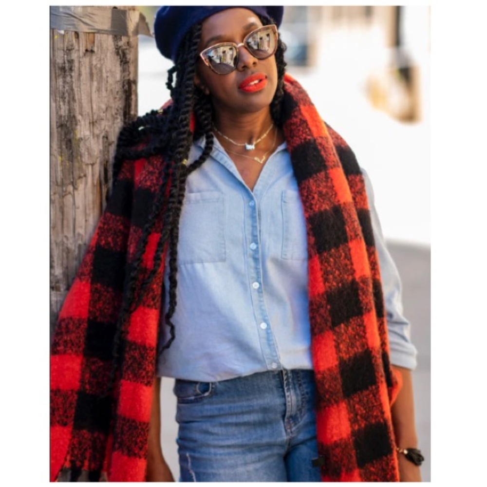 Gingham check scarf